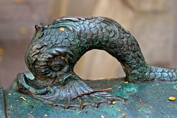 Decorative element of an ancient bronze cannon, Rio de Janeiro, Brazil