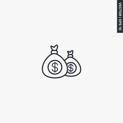 Money bag, linear style sign for mobile concept and web design