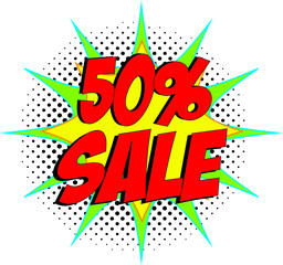  sale bubble talk in pop-art style