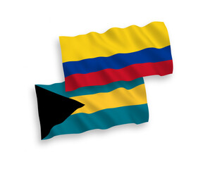 Flags of Commonwealth of The Bahamas and Colombia on a white background