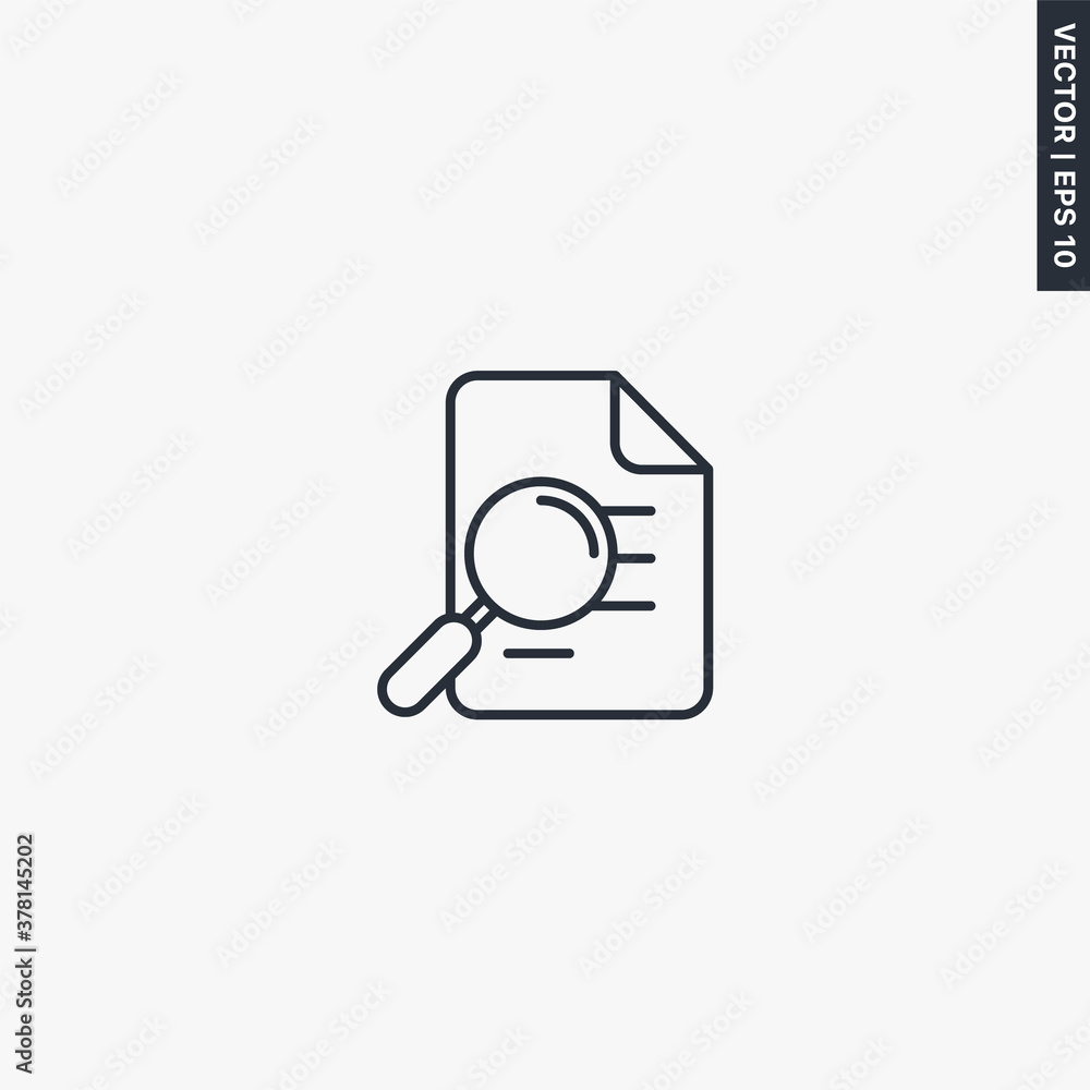 Poster document search, linear style sign for mobile concept and web design