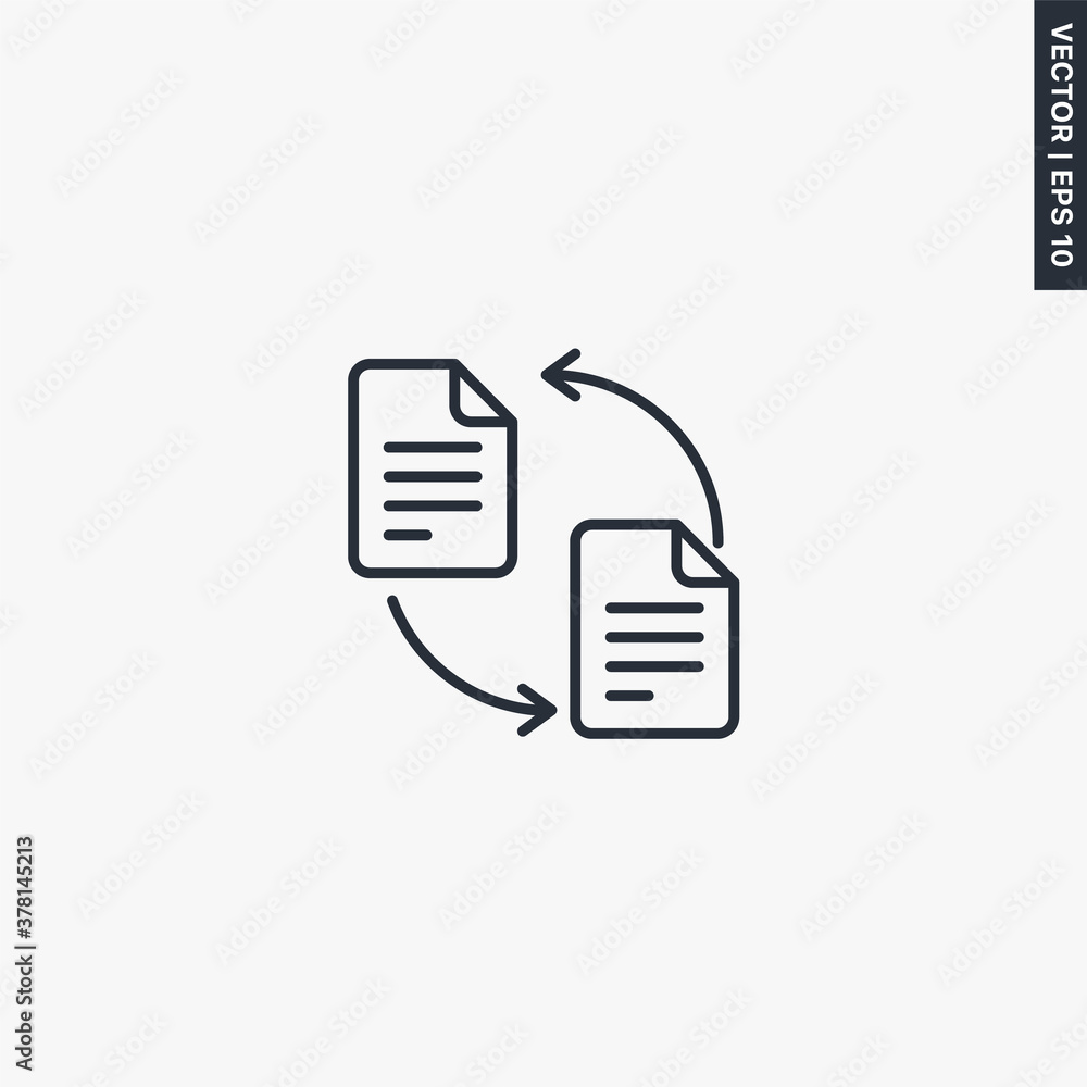 Aufkleber file exchange, linear style sign for mobile concept and web design