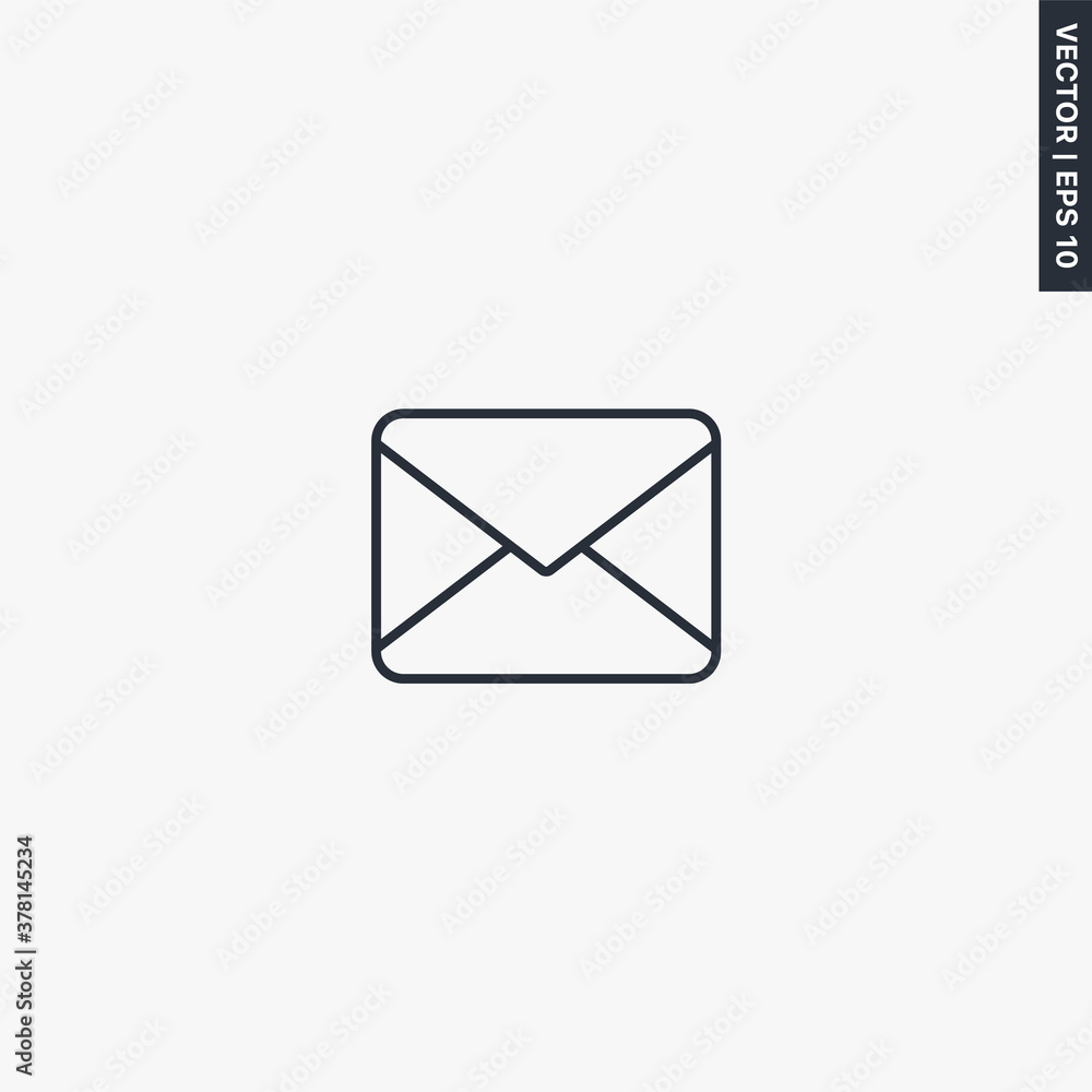 Poster mail envelope, linear style sign for mobile concept and web design
