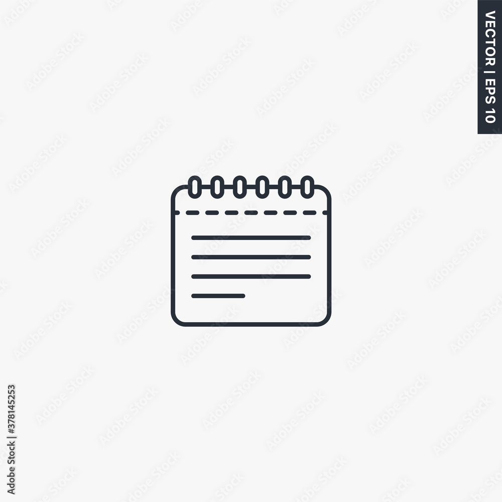 Poster notepad, linear style sign for mobile concept and web design