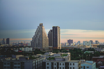 Buiding and the sunset sky view