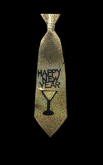 Christmas tie, gold, with the inscription, isolate