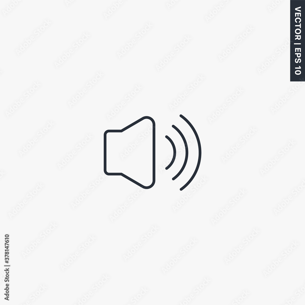 Poster sound volume, linear style sign for mobile concept and web design