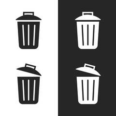 Black & White Vector Delete symbol Design. Vector Bin Icon design. Vector illustration