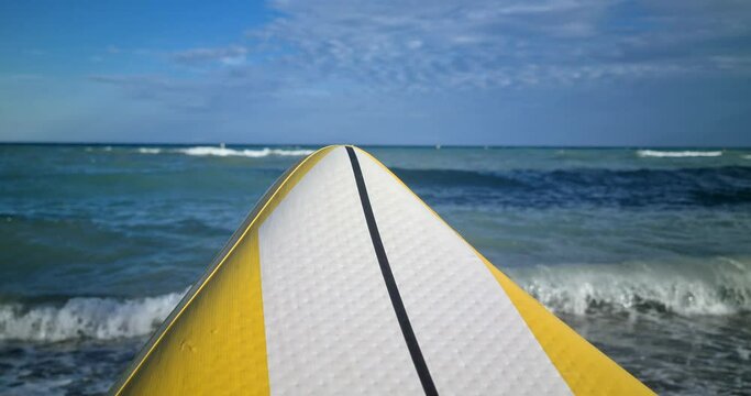 Inflatable Stand Up Paddle Board SUP With Sea Background - DCi 4K Resolution
