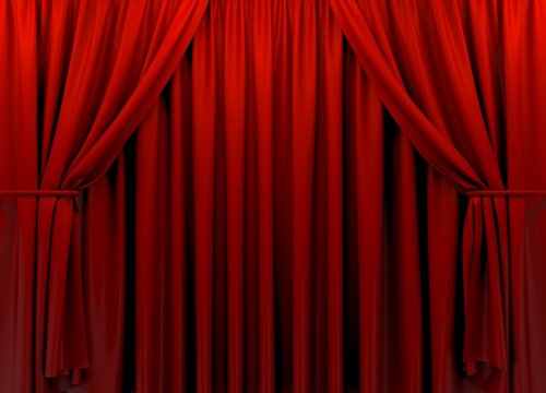 Red theater curtain 3d rendering