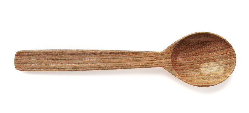 Wooden spoon isolated on white 3d rendering