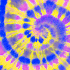 Purple Tiedye Spiral. Yellow Funky Texture. 