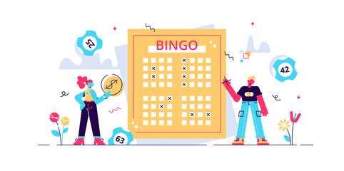 Lottery vector illustration. Flat tiny bingo