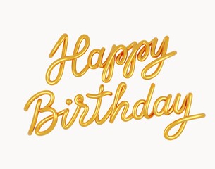 Happy Birthday 3D Golden lettering isolated on a white background. Greeting card. Vector illustration.
