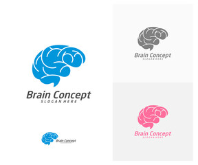 Brain Logo design vector template. Think idea concept. Brainstorm power thinking brain icon Logo.