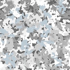 Military winter woodland white camouflage seamless pattern, vector illustration