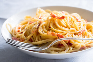 Traditional spaghetti alla carbonara