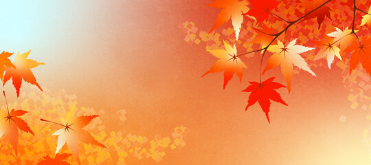 Naklejka na ściany i meble 紅葉をデザインした秋のイメージの背景素材