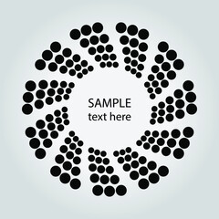 White curved halftone dotted stripes in spiral form. Geometric art. Trendy design element for frame, logo, tattoo, sign, symbol, web, prints, posters, template, pattern and abstract background