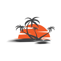 Palm tree summer logo template