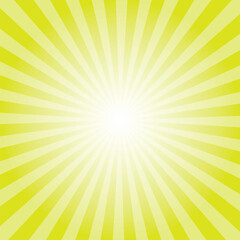 Obraz premium Sunburst background. Chartreuse yellow radiate sun beam burst effect. Sunbeam light flash boom. Sunrise glow burst. Solar radiance glare, retro design illustration.