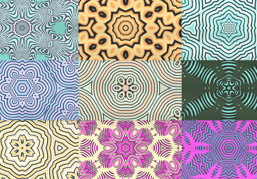 Seamless Pattern Collection with Mandala Motif