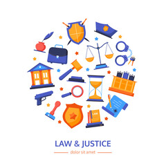 Obraz na płótnie Canvas Law and justice - vector flat design style banner