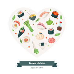 Asian cuisine - colorful flat design style banner