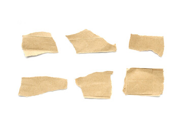 Recycled paper craft stick on a white background. Brown paper torn or ripped pieces of paper isolated on white background.