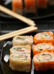 rolls with shrimp, crab and avocado