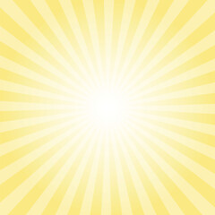 Obraz premium Sunburst background. Clover Lime yellow radiate sun beam burst effect. Sunbeam light flash boom. Sunrise glow burst. Solar radiance glare, retro design illustration.