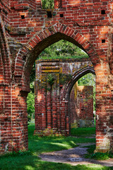 Medieval ruined monastery in a public park in Greifswald, Germany.