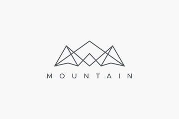 Abstract Mountain Logo. Geometric Shape Mount Symbol Linear Style isolated on White Background. Flat Vector Logo Design Template Element.