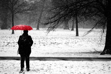 Red Umbrella for Winter