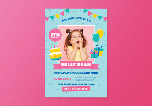 Girl Birthday Party Flyer Layout
