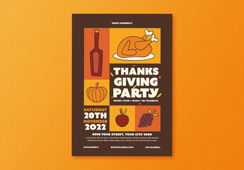 Thanksgiving Turkey Party Flyer Layout