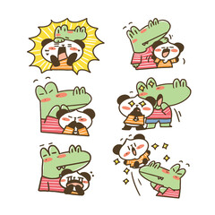 crocodile and panda funny couple sticker set 2