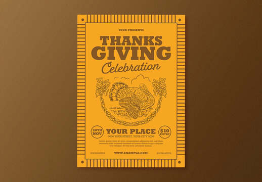 Vintage Thanksgiving Invitation Flyer Layout