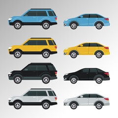 Naklejka premium mockup cars set colors isolated icons