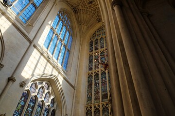 Obraz premium stained glass window in a church in the city of Bath in the united kingdom