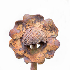 old rusty sunflower sculpture