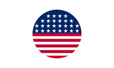 Flag of the United States of America in a circle. Vector illustration.