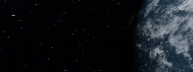 3d Render of a Panoramic Earth globe on the galaxy background. Elements of this image furnished by NASA. Space art. Astronomy and science concept. Earth Hour and Earth Day event theme