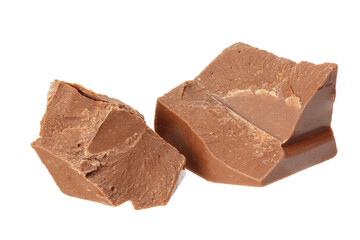 cracked milk chocolate candies sweets isolated on white background