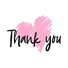 Thank You Card. Hand Written Lettering for Title, Heading, Photo Overlay, Wedding Invitation, Thank You Message.
