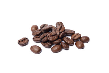 Roasted coffee beans isolated on white background