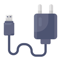 Fototapeta premium Mobile charger icon design in editable style, data cable 