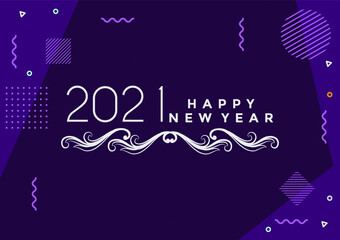 Happy new year 2021 with beautiful colour combination, Premium Vector illustration
