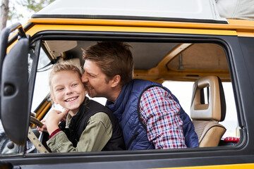 Сhild driving a car