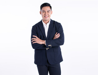 Portrait of asian young business man on white background